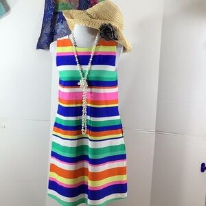 Jude Connally rainbow stripe shift dress S